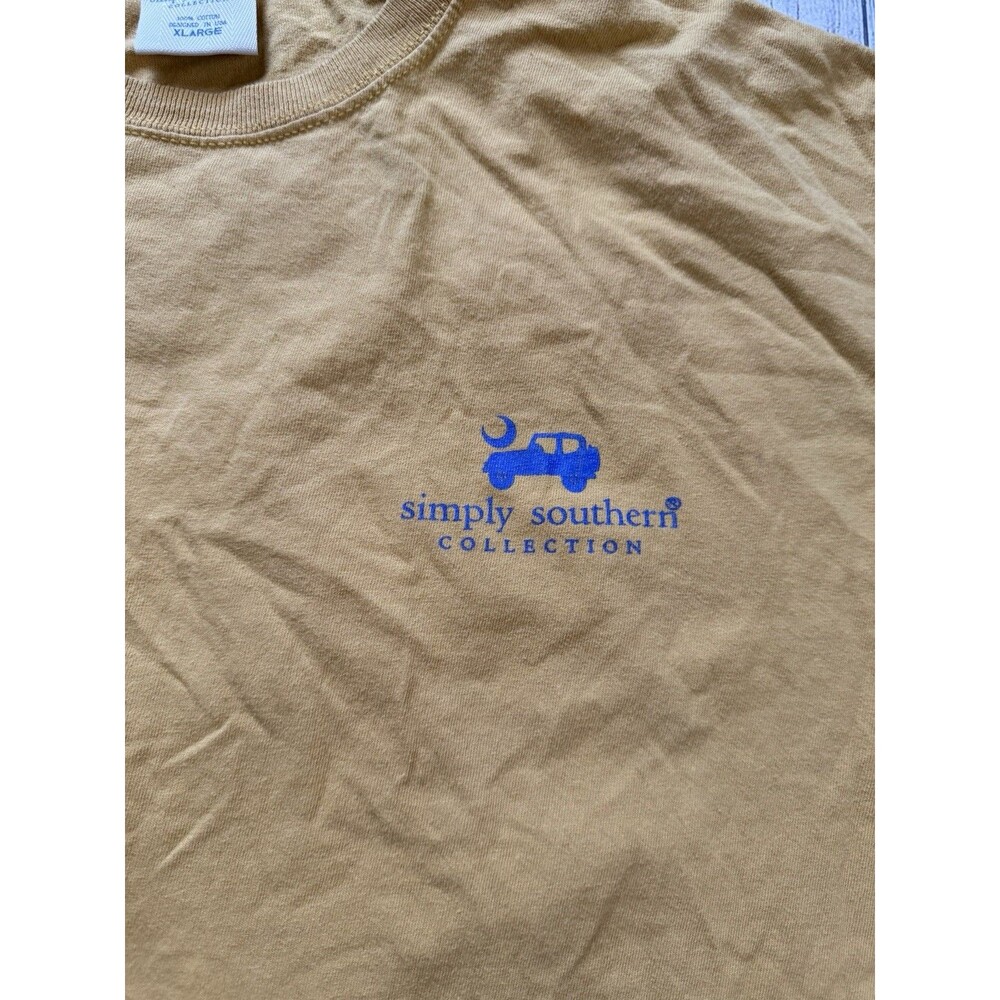 Simply Southern Mountain Happy Graphic T Shirt Men’s Size XL Extra Large Yellow - Picture 3 of 5